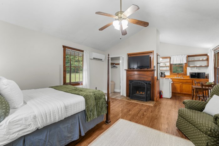Inside Serenity Cottage, a dog-friendly cabin near Blairsville, GA