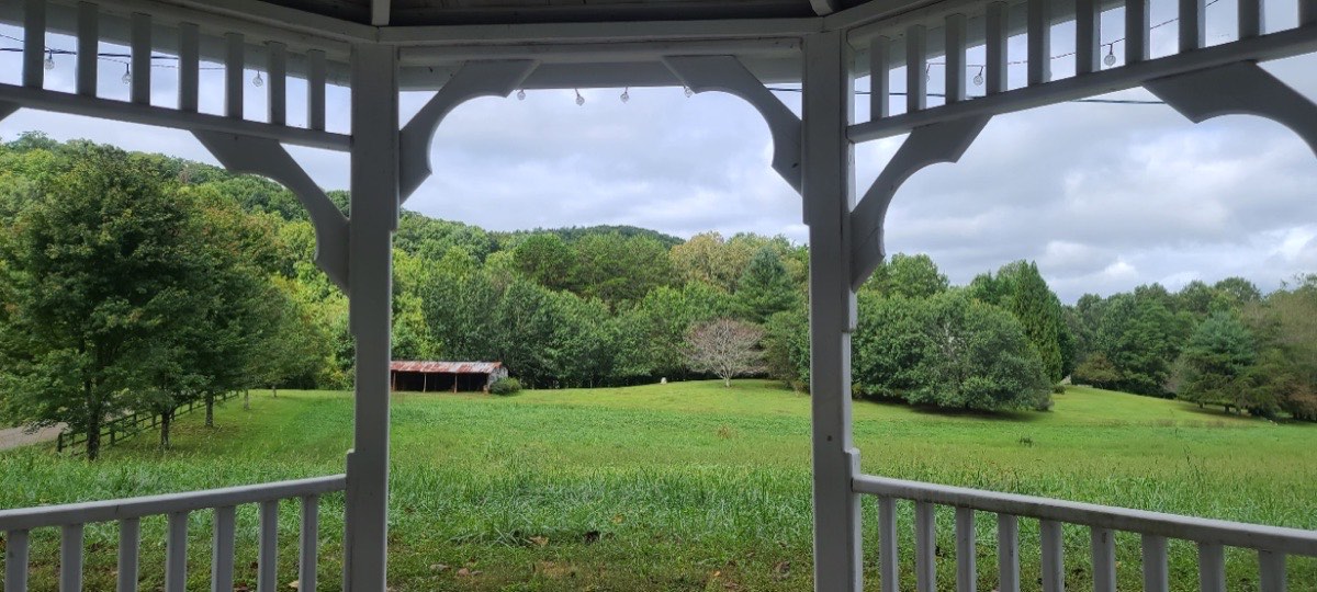 The white gazebo on the grounds