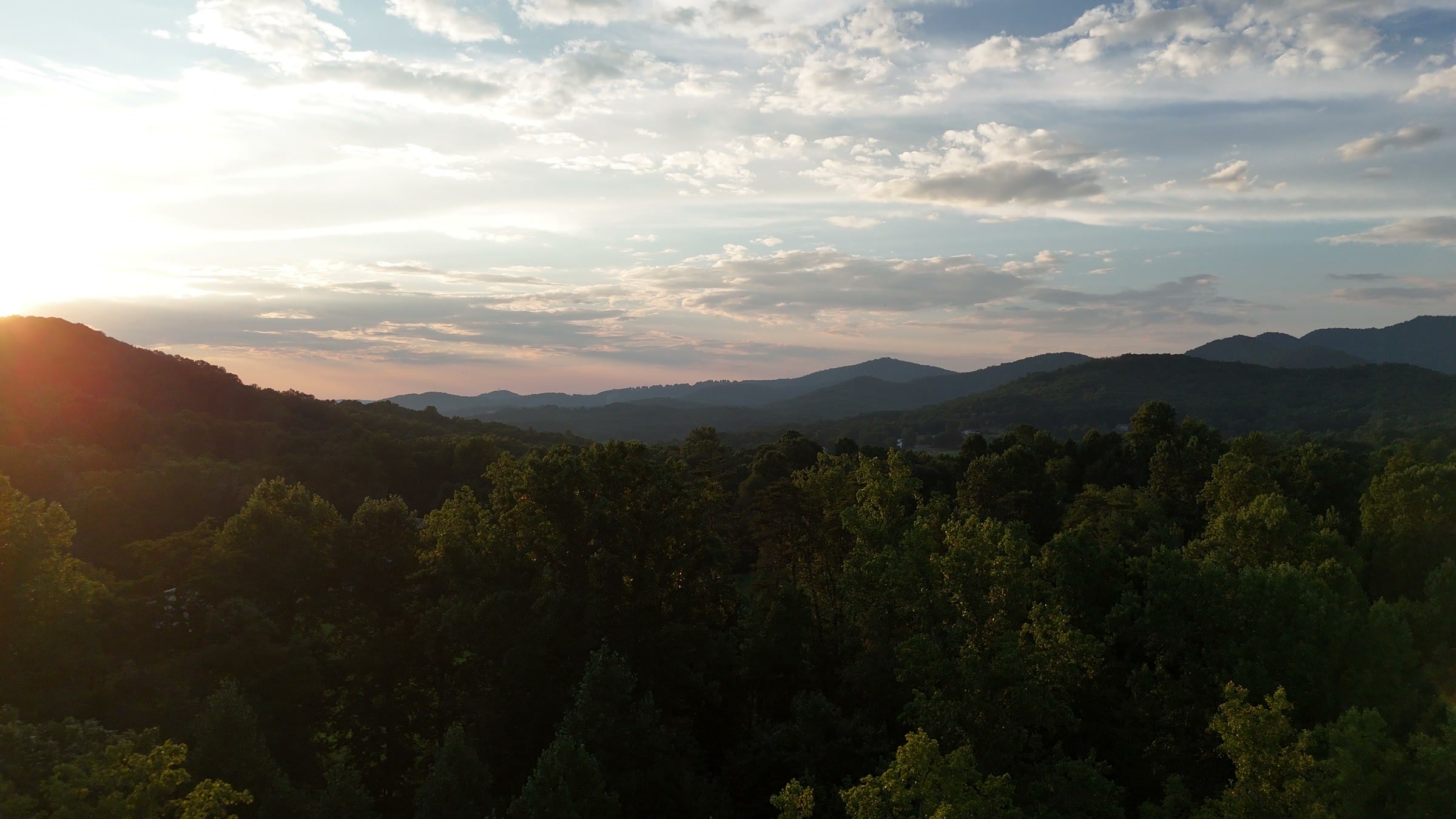 Sunrise over the Blue Ridge mountains around Blairsville, Georgia