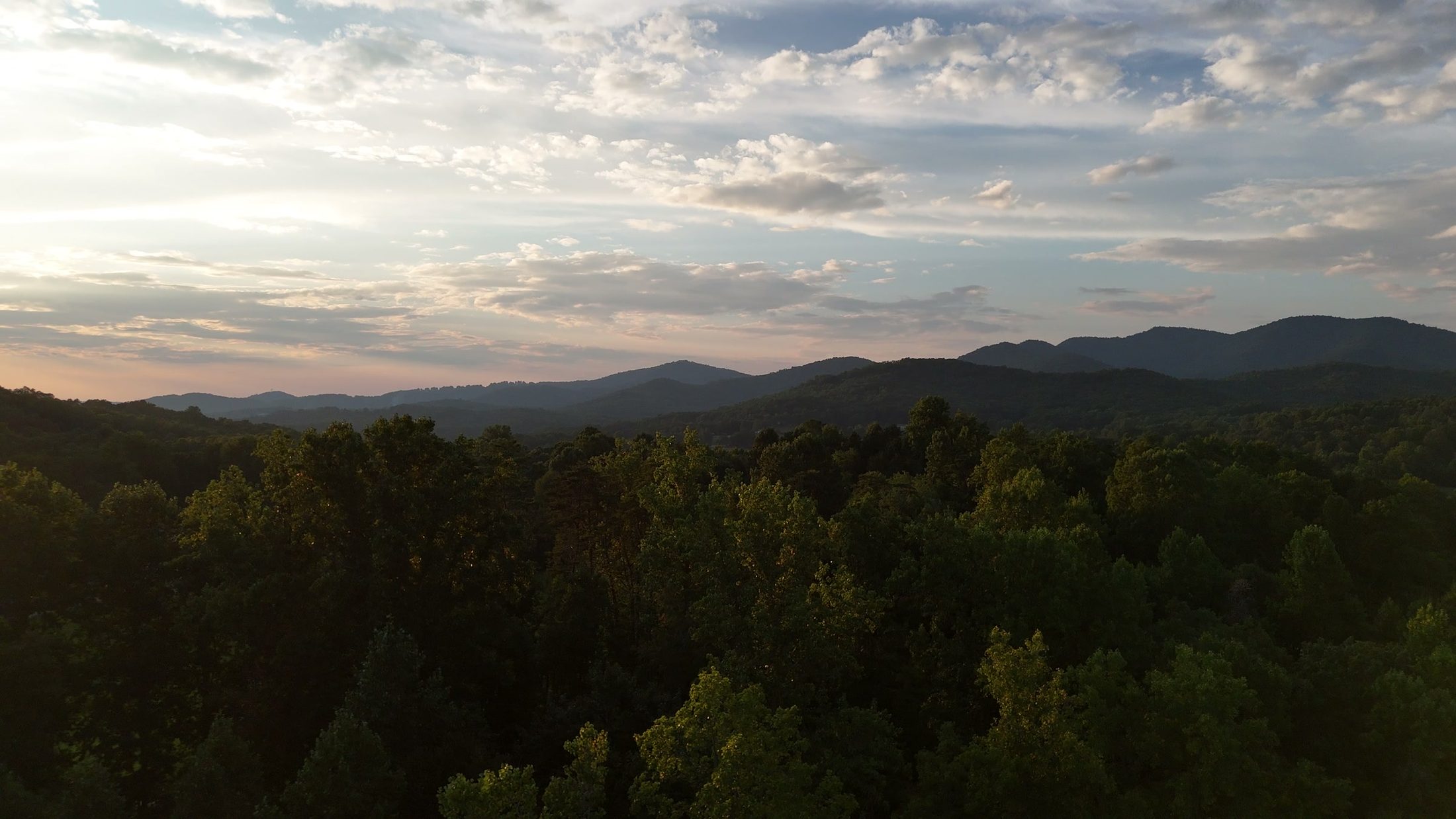 Dawn light over the layered ridgelines of the Blue Ridge near Blairsville, Georgia