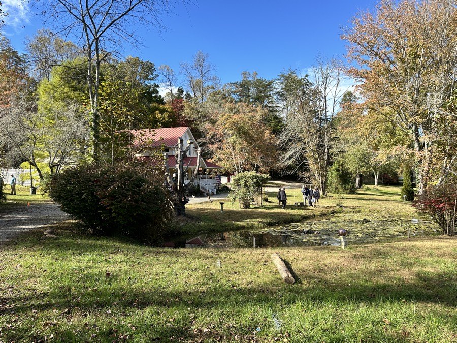 The pond at Misty Mountain surrounded by trees